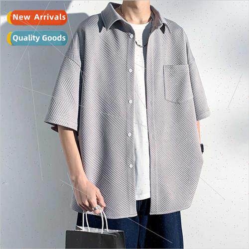 Shirt men 2023 original high  short-sleeved jacket men puffy