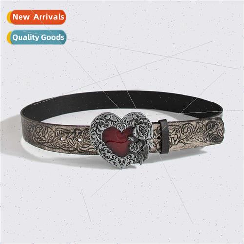 Vintage do old  high-grade heavy labor love buckle flowers f