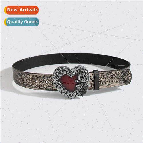 Vintage do old  high-grade heavy labor love buckle flowers f