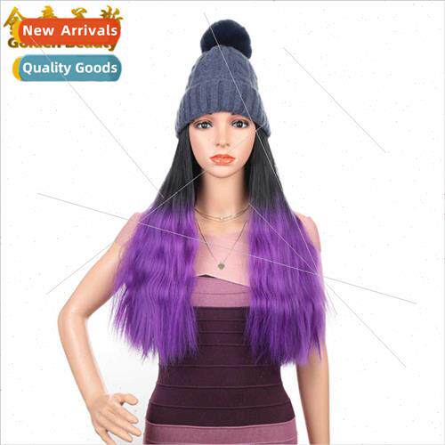 29 Inch Long Curly Hair Cap Wig One Piece Gradient Purple Ch