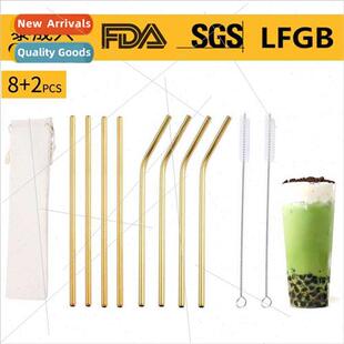 304 Straw Sleeves Colorful Metal Straws Drinking Tea Coffee