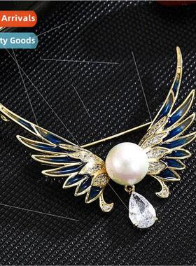 Enameled angel wings wings brooch women jacket corsage coat