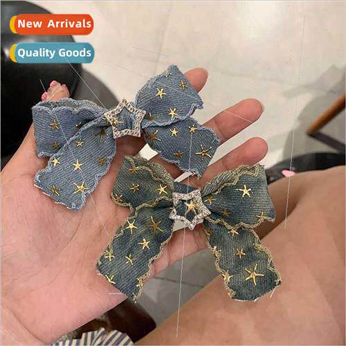 Vintage Cowboy Bow Hair Clips Girl Clips Star Rhinestone Hai