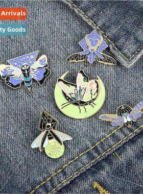 Cartoon enamel glow-in-the-dark brooch fluorescent insect br