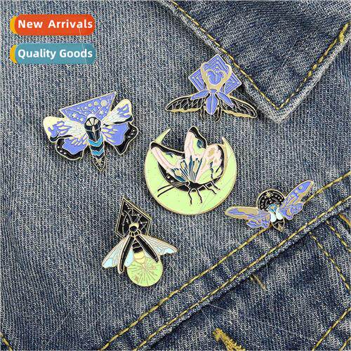 Cartoon enamel glow-in-the-dark brooch fluorescent insect br