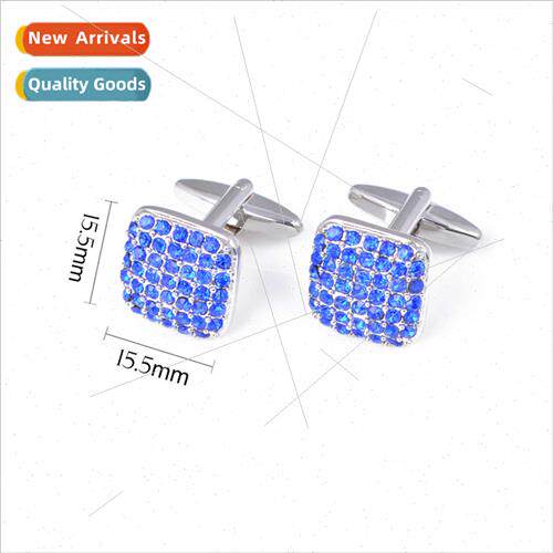 Mixed  curved blue crystal cufflinks full diamonds fashion c