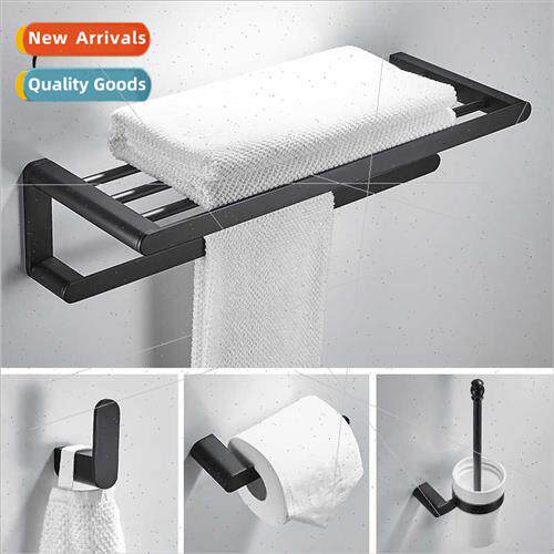 Full copper black bath towel rack bathroom shelf bathroom ha