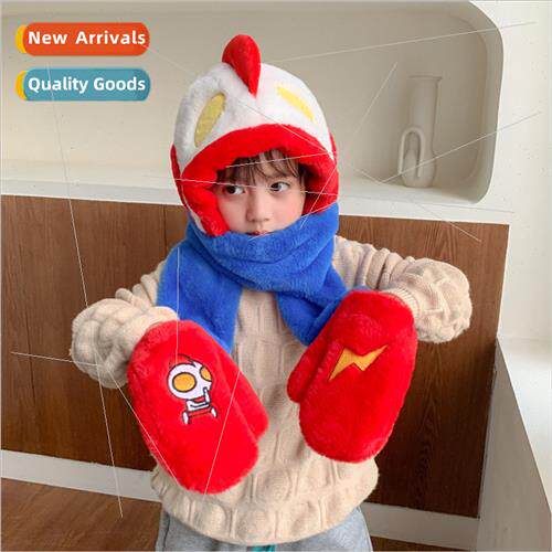 Children Otter scarf hat gloves three-piece set all-in-one f
