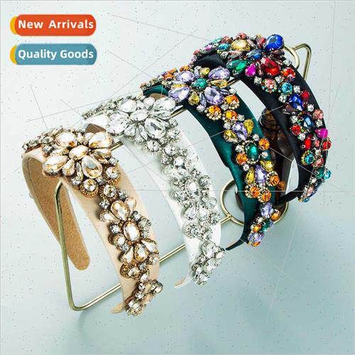 Hair bands baroque shiny geometric colored glass diamond ret