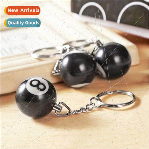 Creative key pendant small black billiard keychain pendant d