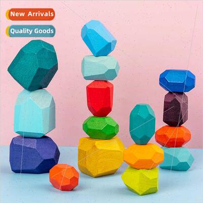 Creative size particles colorful stone stacking children edu