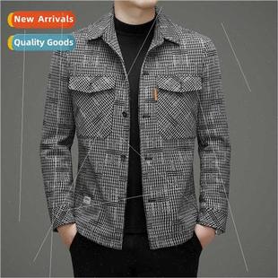 men jackets tweed fall blo Korean new casual 2023 lapel