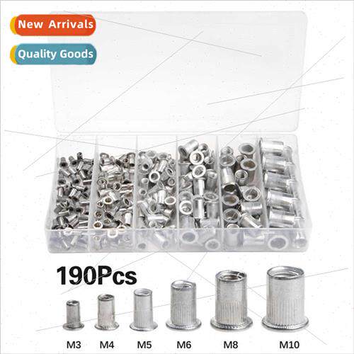 190pcs flat head aluminum rivet striped nut knurled flat hea