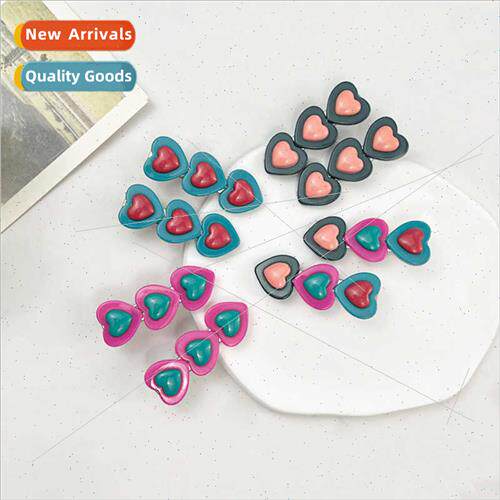 Pink dopamine love heart hair clips female new cute ltle cli