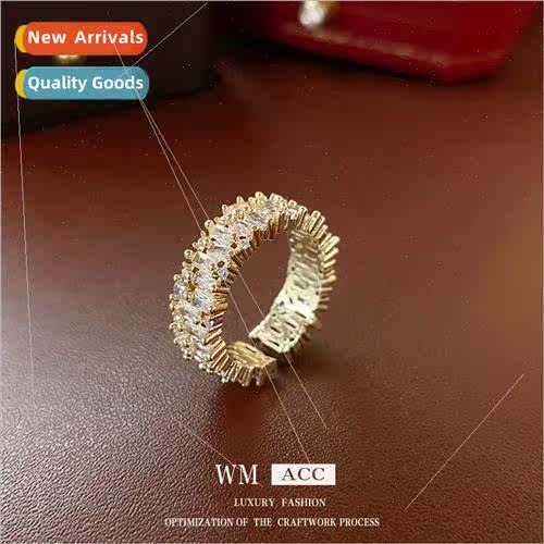 Square zirconia open ring Korea simple daily versatile finge
