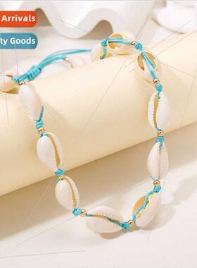 Europe jewelry Hawaiian simple shell wax rope hand-woven adj