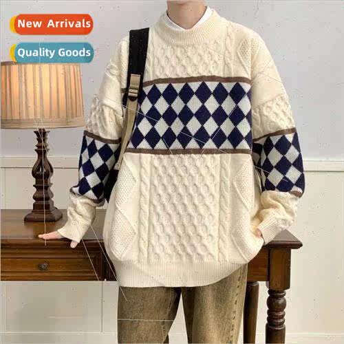 Mink velvet round neck sweater men winter Japanese tide retr