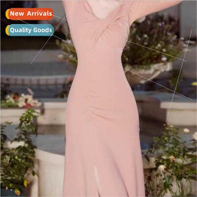 French pink dress sub Slim package hip high luxury celebry t