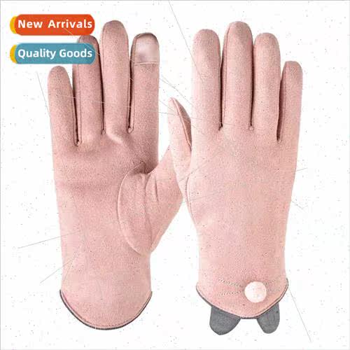 Suede Cute Hundred Gloves Women Autumn Winter Outdoor Riding