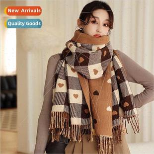 love plaid imation Tassel scarf warm cashmere checkerboard