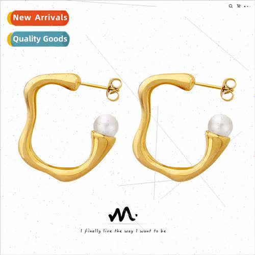 Geometric wind earrings French tide tanium steel imation pea