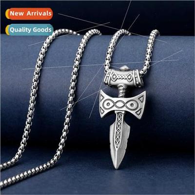 Viking Sword Pendant Amulet Men Necklace Europe Sweater Chai