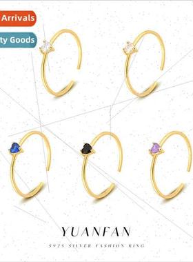 s925 silver love color zirconia ring female hundred wh simpl
