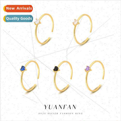 s925 silver love color zirconia ring female hundred wh simpl