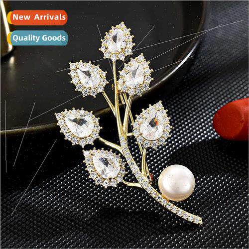 Elegant pearl leaf bouquet brooch female corsage pin clothin