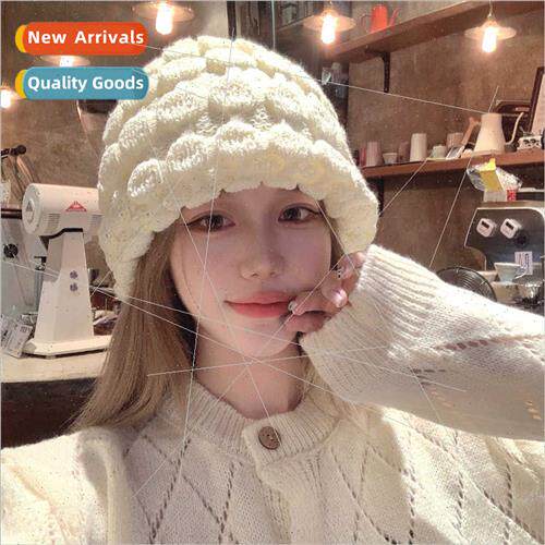 Korea soft sticky bubble yarn knted wool cap female winter b