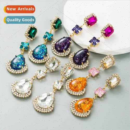 Ins colorful diamond earrings female creative inlaid diamond
