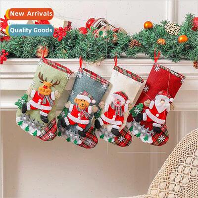 Burlap Large Christmas Stocking Fence Christmas  Bags Christ