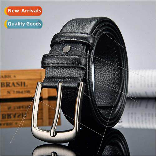 Classic men belt lychee grain pin buckle belt business simpl