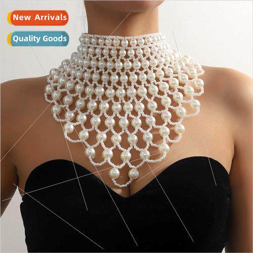 Europe Pearl Necklace Shoulder Chain Bridal Dress Necklace S