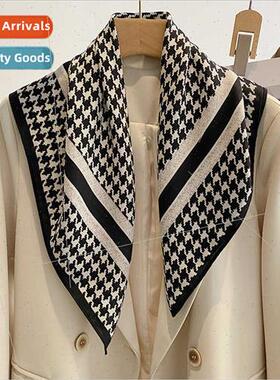 Korean  thousbirds grid fashion temperament small square sca