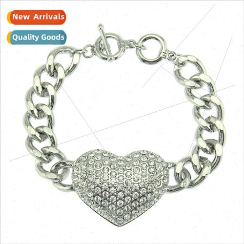 Hipster set hip-hop punk diamond inlaid peach heart bracelet
