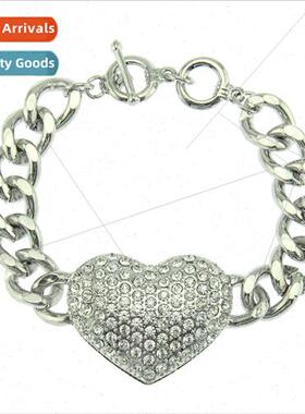 Hipster set hip-hop punk diamond inlaid peach heart bracelet