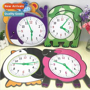 Three Hands Animal Cardboard Clock Learner Childrens Early L