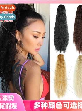 Fashion cornrows long curly ponytail wig female hair bud pon