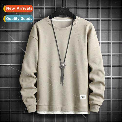 waffle fake twoPCS sweater men 2023 fall winter youth loose