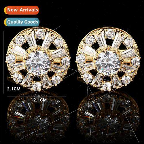 Cufflinks Men Women Swarovski Zirconia French Shirt Red Gems