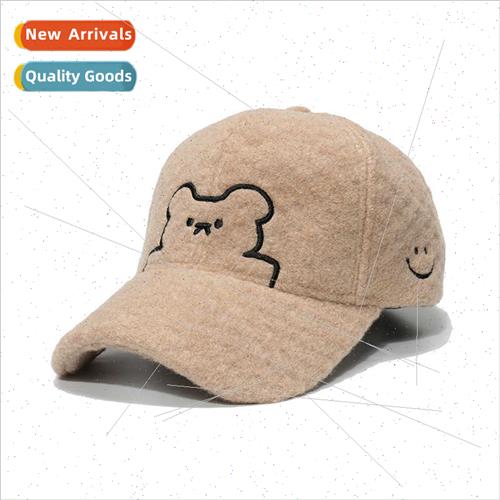 Ins cute smiley bear baseball cap students autumn winter twe