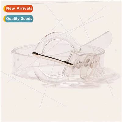 New resin acrylic D buckle transparent belt peplum pvc ladie