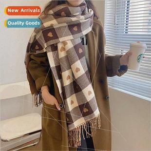 sided thickened scarf plaid cashmere double faux Love warm