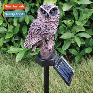 Outdoor Yard Owl LED Solar ght Chinese mulation Animal Resin