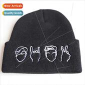 gesture fall embroidery expression knted cap winter ski