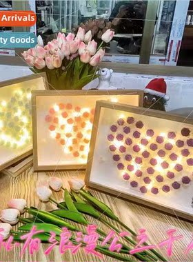 handmade DIY velvet rose flower photo frame night light Tana