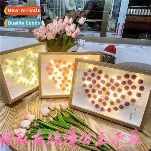 handmade DIY velvet rose flower photo frame night light Tana