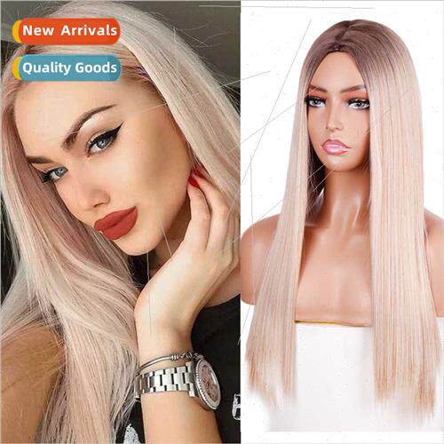 Europe wig color gradient long chemical fiber wig head cover