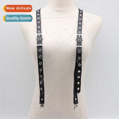 Personalized fashion rivets air eye vest back strap PU black